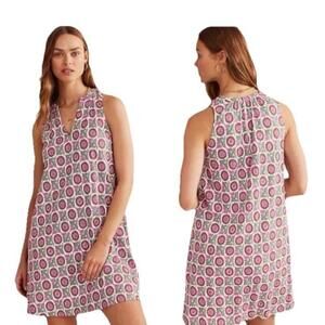 Boden Dress notch neck jersey Retro Print Pullover Cotton Modal sleeveless Sz 4